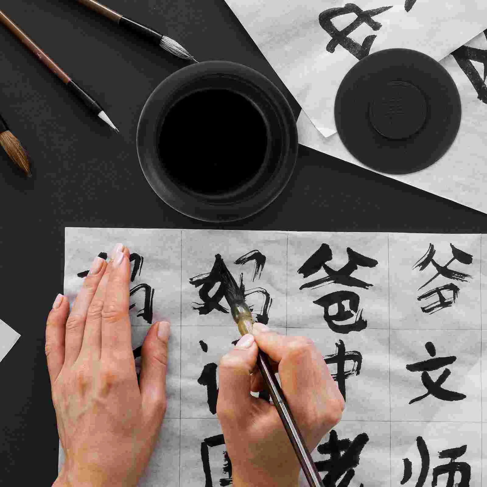 Ancient Horse Inkstone Grinding Inkslab Covered Calligraphy for Drawing Inkwell