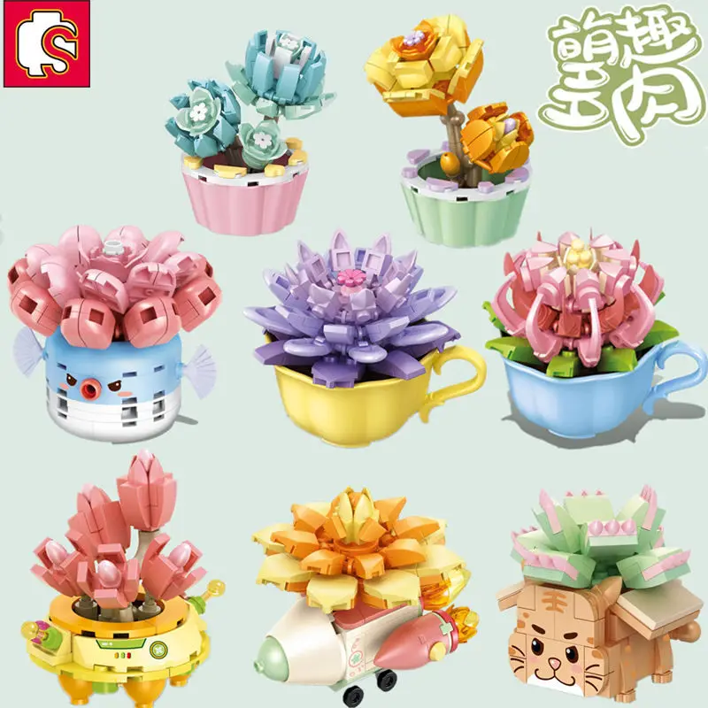 

SEMBO Orchid Beautiful Block Flowers Succulent Potted Plants Building Blocks Romantic Set Assembly Building Toys Girl Gift