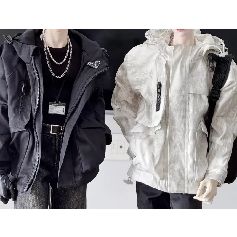 Ropa para muñecas de 75cm, abrigo cortavientos blanco y negro, accesorios de ropa para muñecas (solo abrigo, sin muñeca)