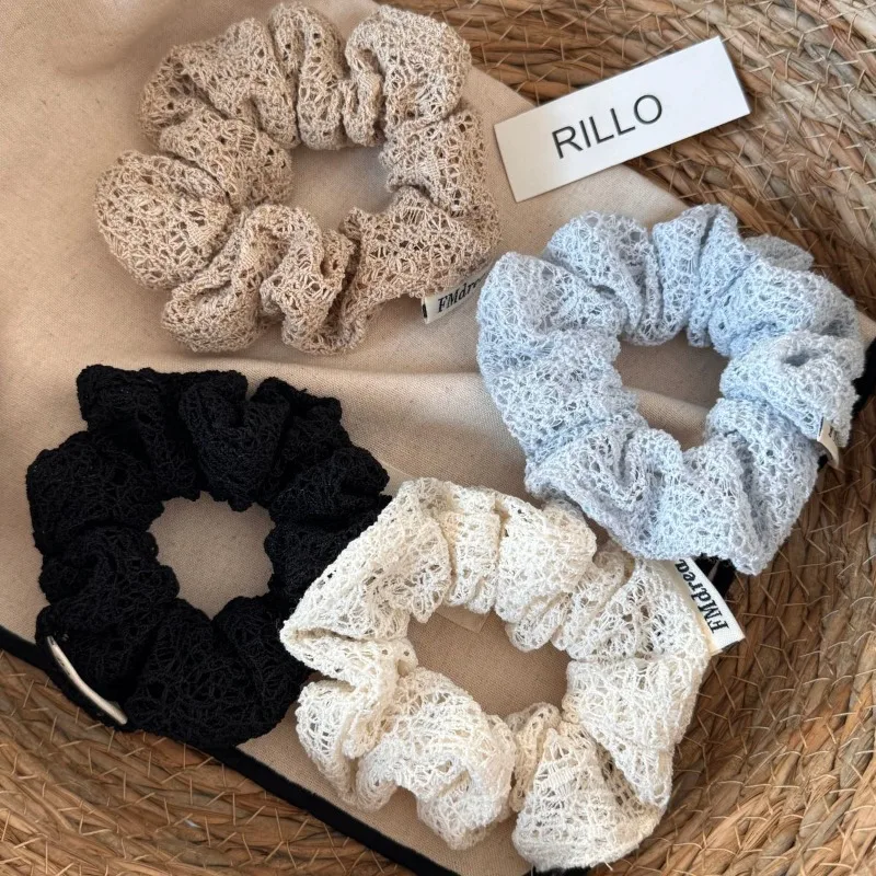 Fresh Tie Ponytail Elastic Hair Bands Korean Fabric Art Hollow High-end Sense Small Intestine Large Intestine Ring Headwear