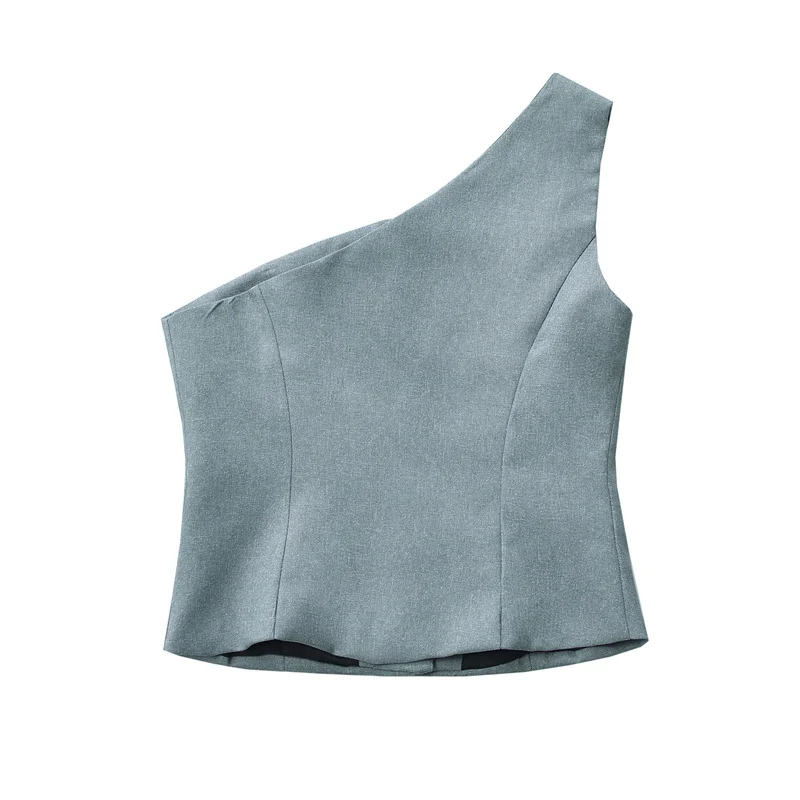 KEYANKETIAN New Launch gilet asimmetrico a spalla singola da donna Camis Fashion Sexy monopetto Slim Crop Top corsetto Top