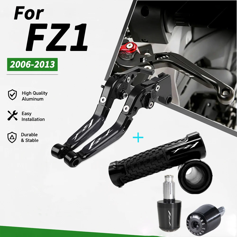 For FZ1 2006 2007 2008 2009 2010 2012 2013 Brake Clutch Levers Handlebar Grip Folding Extendable Brake Lever Set Handle Grips