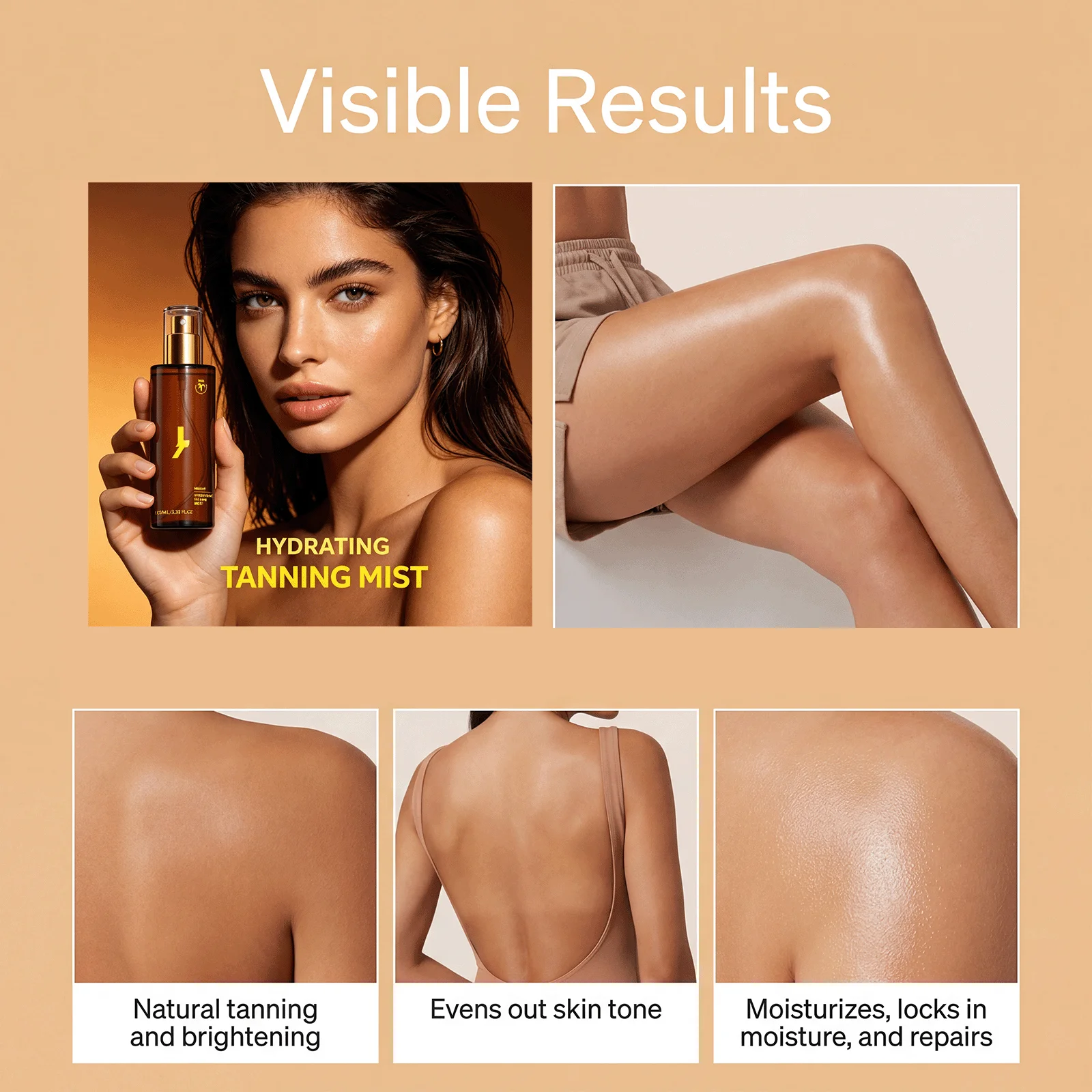 Self Tanning Essence Spray Sunless Natural Tanning Enhance Body Face Bronze Wheat Skin Moisturizing Lock Water Self Tanner Spray