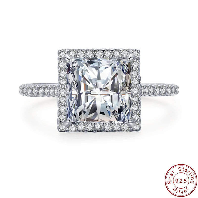 

Classic European Big Square AAA CZ S925 Sterling Silver Finger Ring For Women Birthday Wedding Jewelry R0262