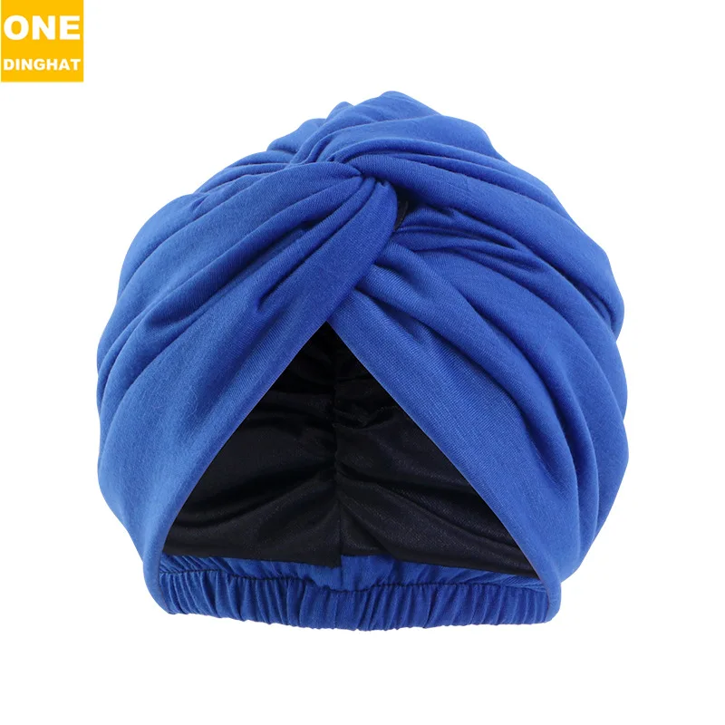 European and American Popular Solid Color Cross Twist Hat Satin Lining Double Layer Tam-O'-Shanter Pile Cap JDT-473C