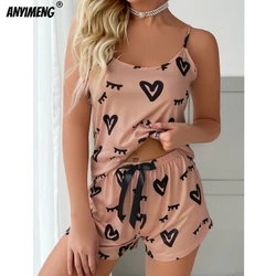 Milk Silk Spaghetti Strap Pajamas Set for Women Summer Tank Top Shorts Female Sexy Lingerie Fashion Sleepwear Sleeveless Pijamas