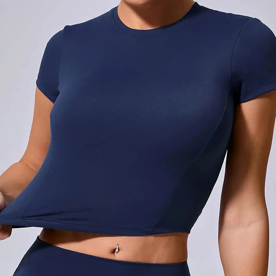 

Women Yoga Top Sport T Shirt Fitness Clothes Short Sleeve Yoga Shirt Gym Crop Top Outdoors Running Active Wear Push Up Sport Top