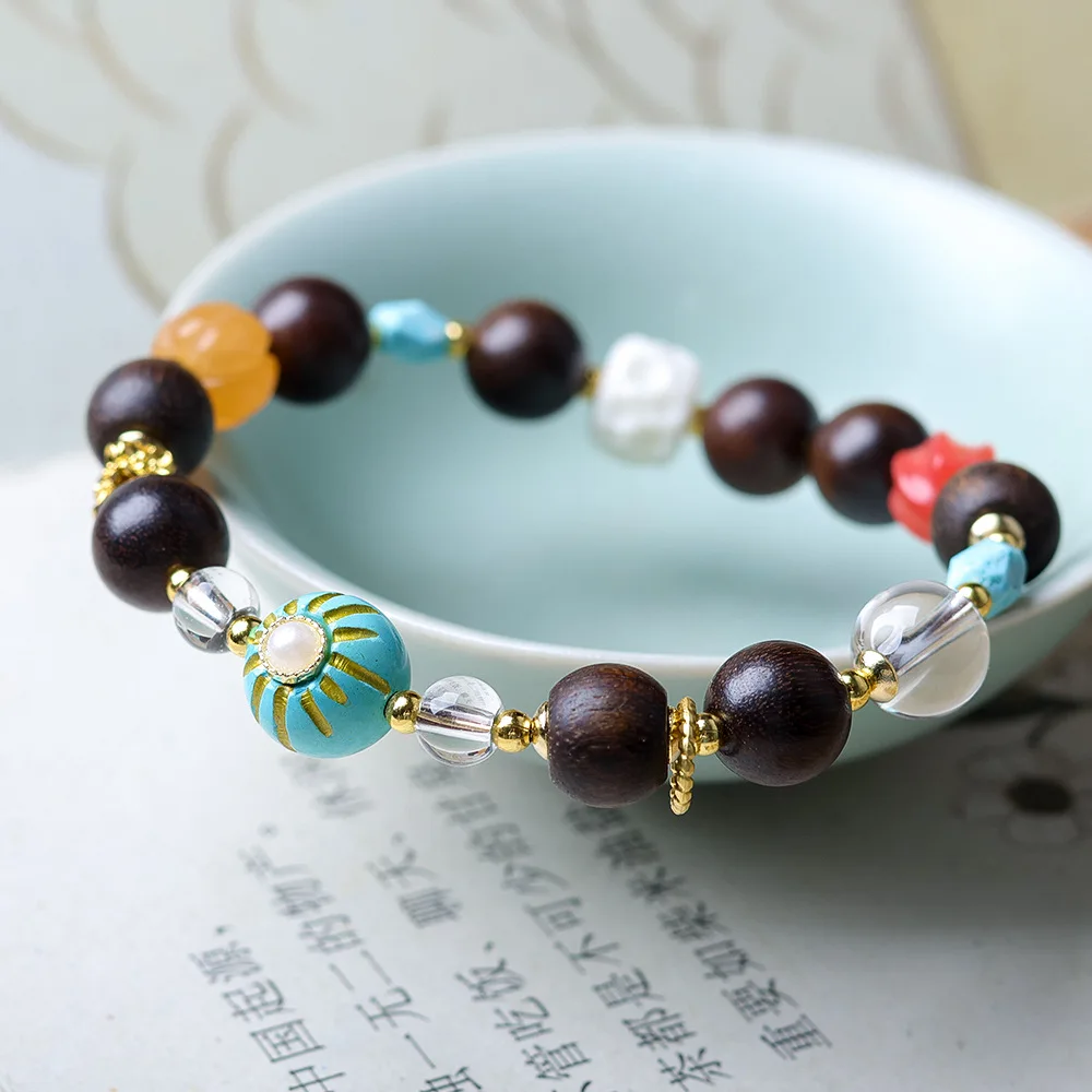 

2025 Autumn New Huang Qinan Agarwood Duo Bao Women's Bracelet Original Cultural and Chinese Style Hand String