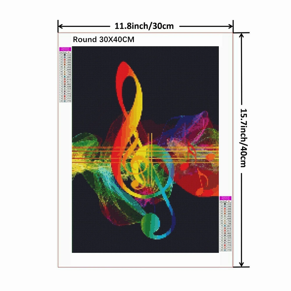 Music Notes Diamond Mosaic Painting 5d Full Drill Round New Abstract Pictures Diamonds Creative Hobby Gift Embroidery