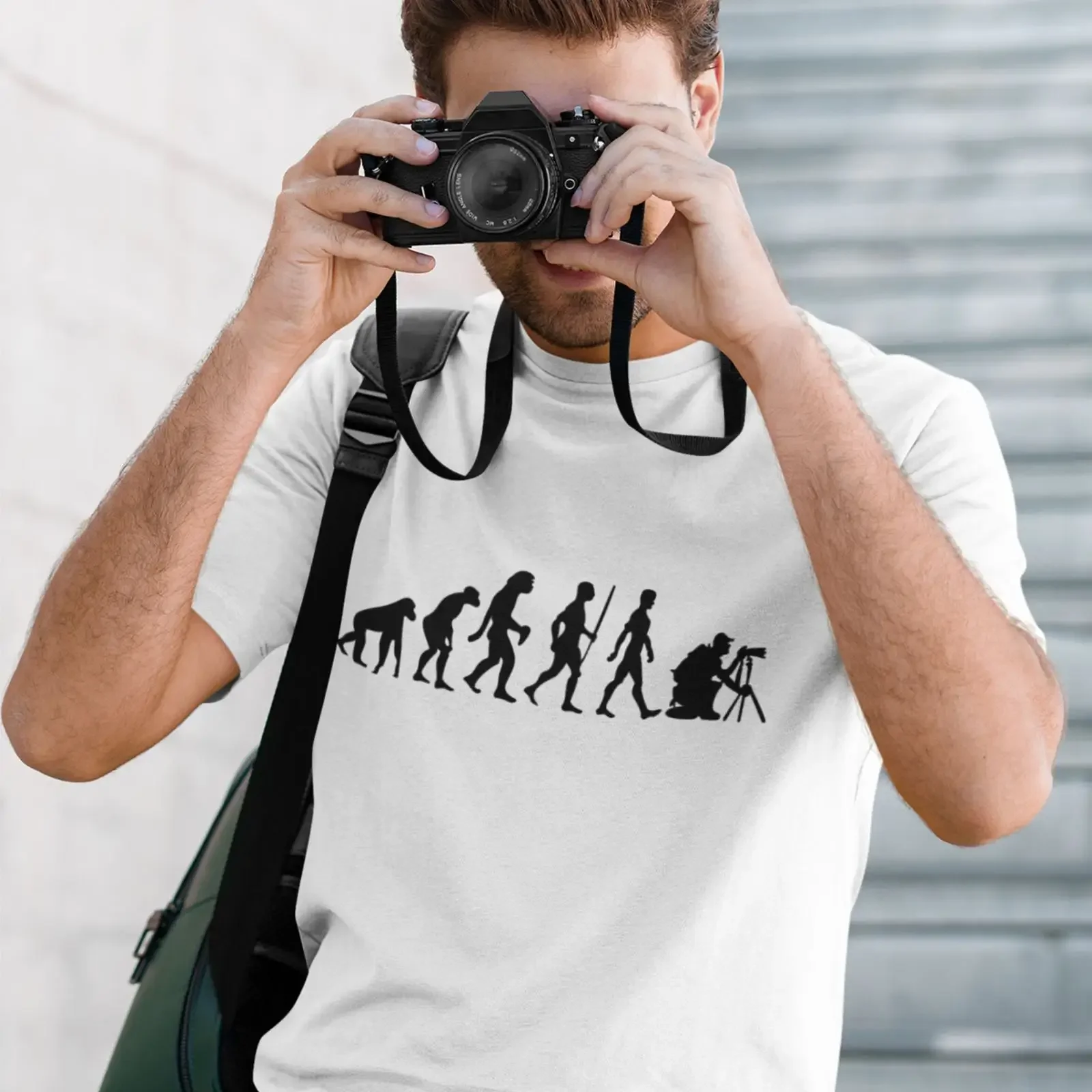 T-shirt drôle « Evolution du photographe » pour caméraman et éditeur photo, style vintage délavé, polyvalent, unisexe, respirant, streetwear