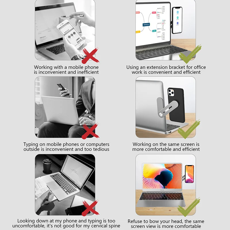 Magnetic Folding Holder Phone Stand Holder Extension Multi Screen Adjust Support Laptop Side Mount Connect Tablet Bracket