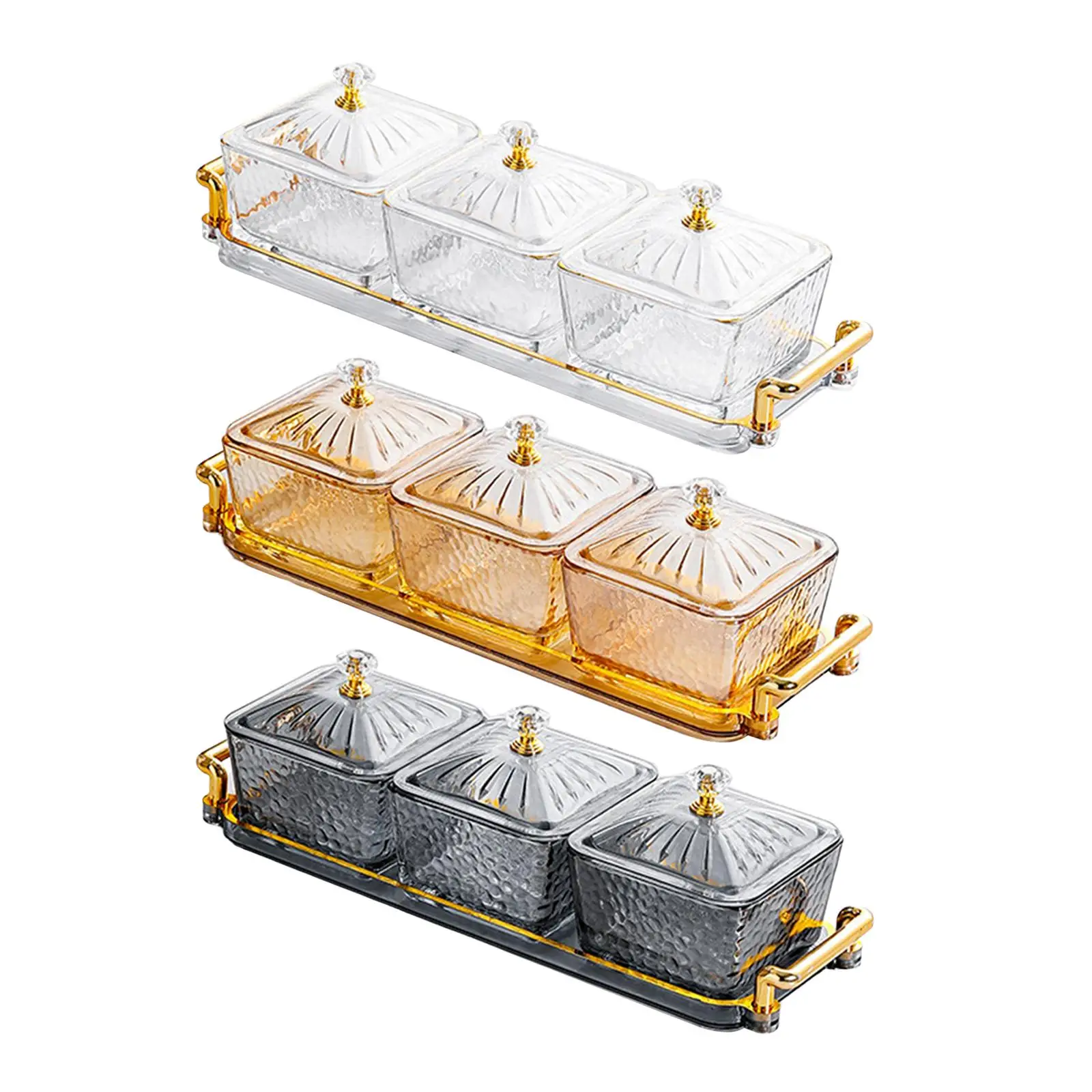 Glass Tray for Serving Dishes with Bowls for Snacks And Fruits