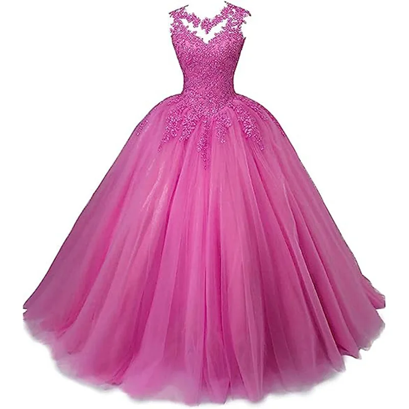 Elegant Ball Gowns Vintage Quinceanera Dresses Appliques Tulle Lace Prom Party Gowns Formal Graduation Dress Vestido