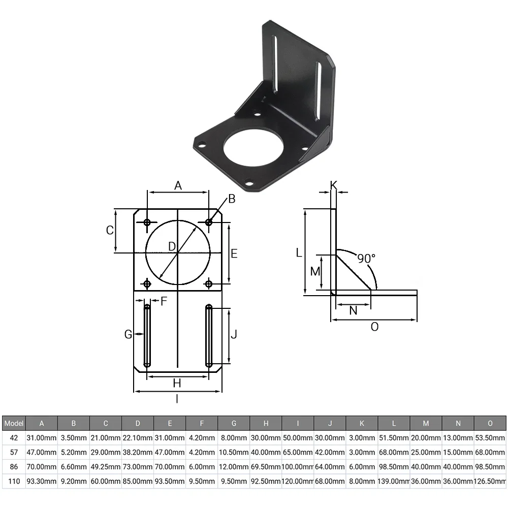 4Pcs/Lot 42 57 86 110 Stepper Motor Right Angle Mount Plate Holder Base Bracket Mount L Shaped Fixed Mounting Seat