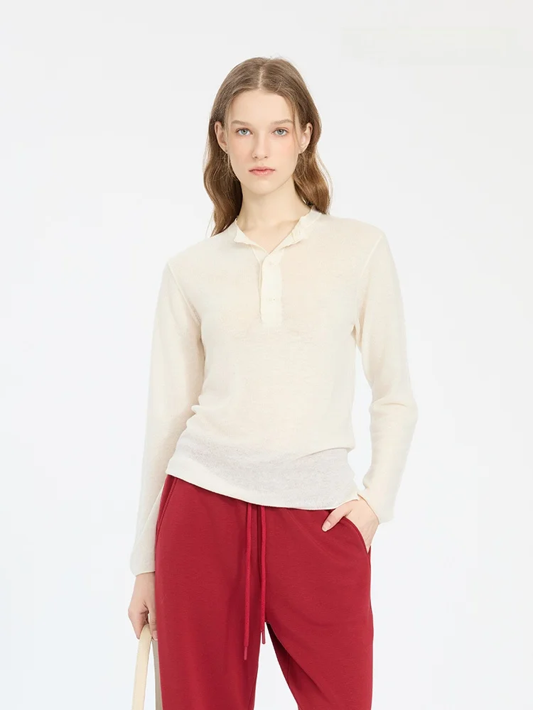 

Women's Embroidered Water-Soluble Wool Knitwear f-Unbuttoned Collar Sweater Autumn 2025 New Sle UX UNIVERSE Top