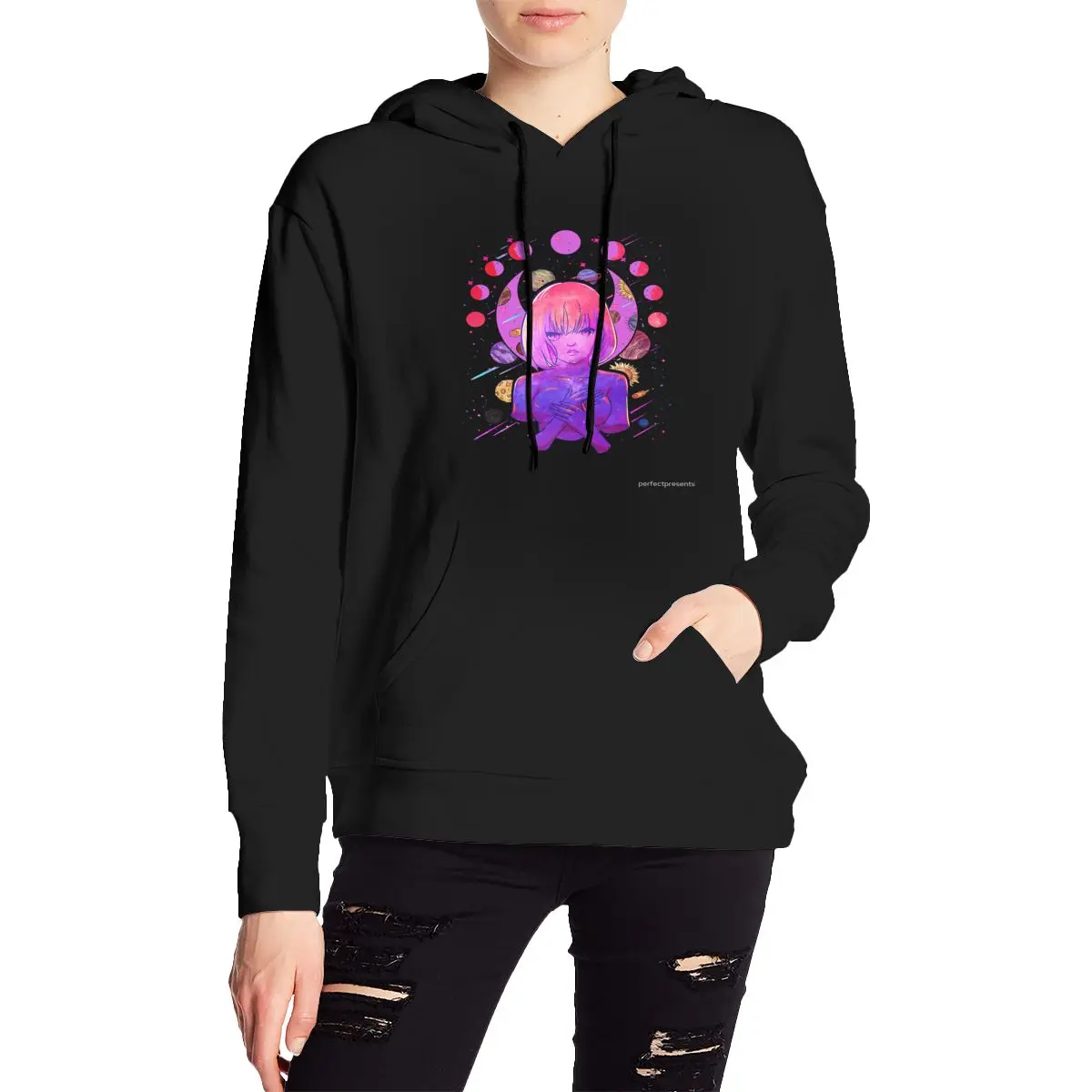 Galactic Celestial Princess Manga Anime Girl Goth Womens plain hoodie Sporty Teen style Christmas hoodie