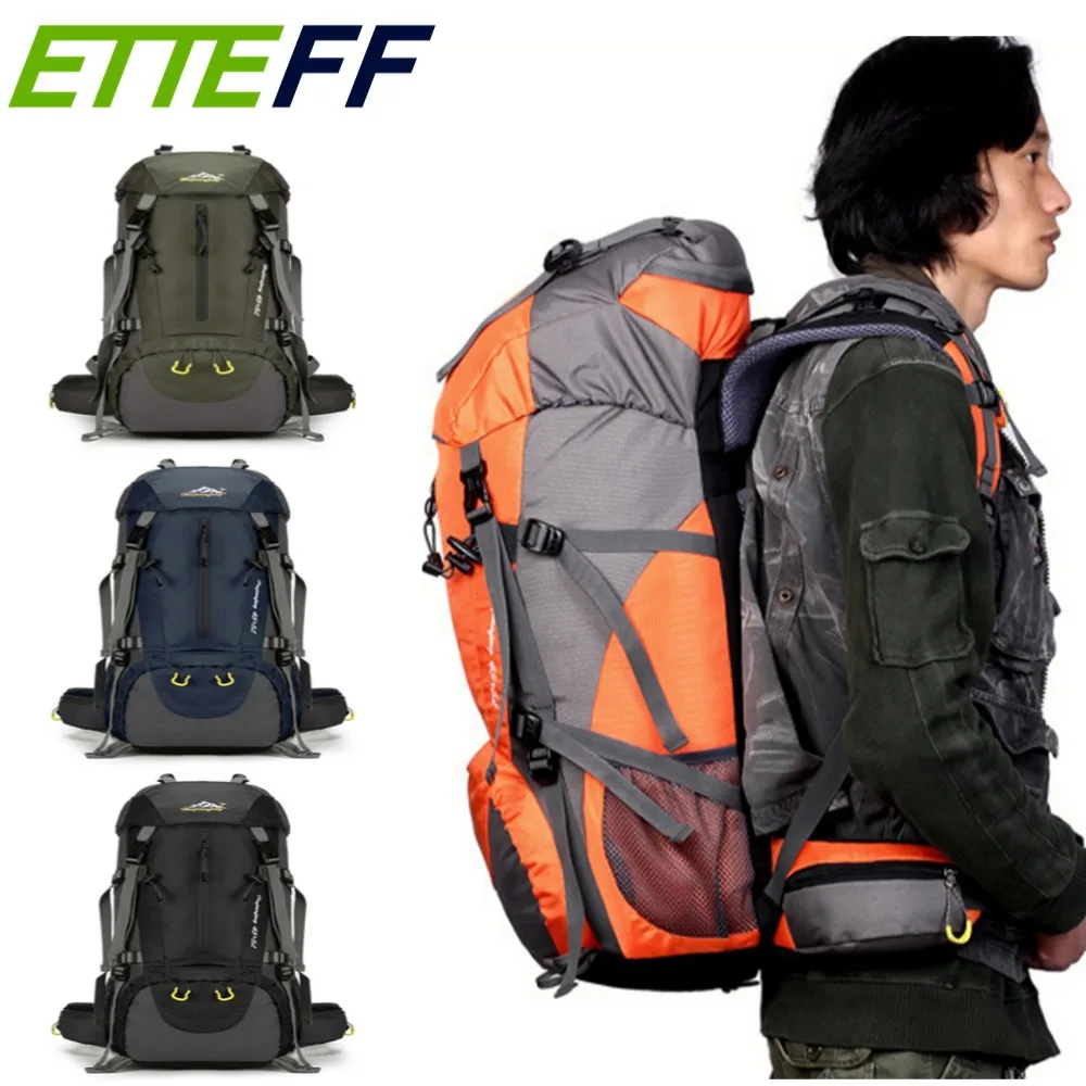 

1 шт., 50 л, легкий водостойкий походный рюкзак с регулируемыми ремнями и дождевиком для мужчин и женщин, кемпинг, путешествия, треккинг