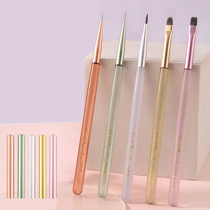 Ensemble de pinceaux à ongles pour Nail Art, dessin, peinture, poudre acrylique, sculpture, Extension de Gel UV, stylo de manucure, 1/5 pièces