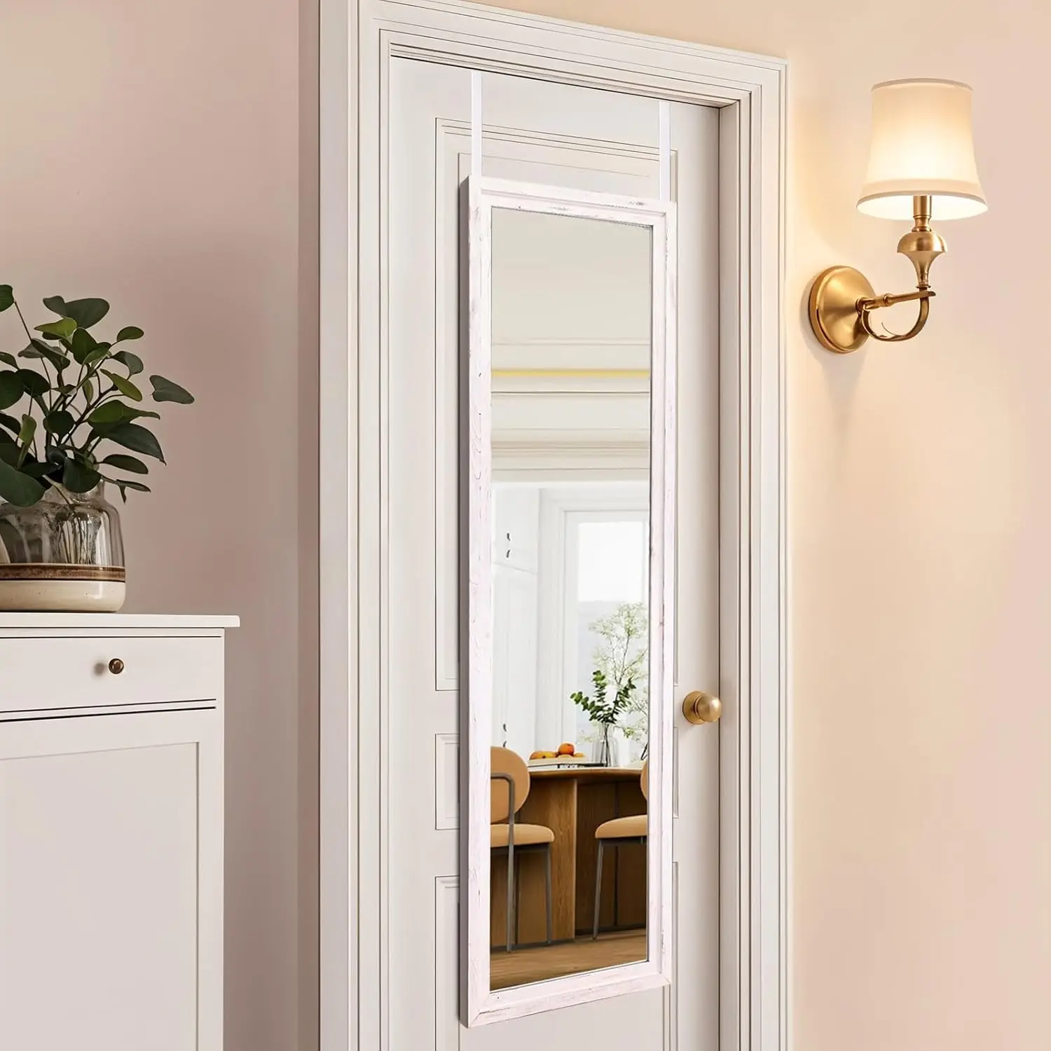

48"x14" Door Mirror, Rustic Full Length Mirror, Over The Door Hanging Mirrors Full Length, Wooden Hanging Mirrors for Bedroom, B