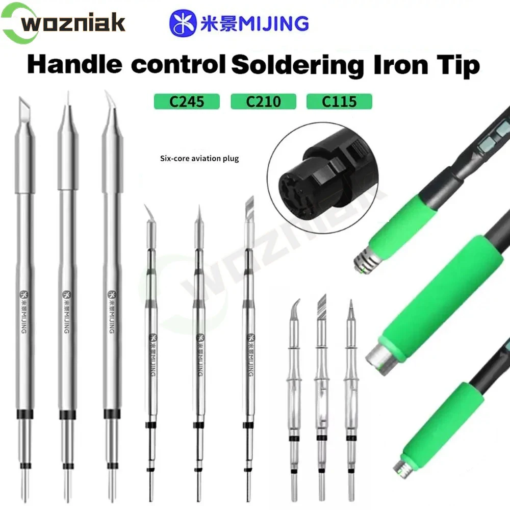 MIJING H1 C210 C245 C115 Tips Wire Control Handle Heating Core Soldering Iron Tip For OSS GVM AIXUN Soldering Station Tools