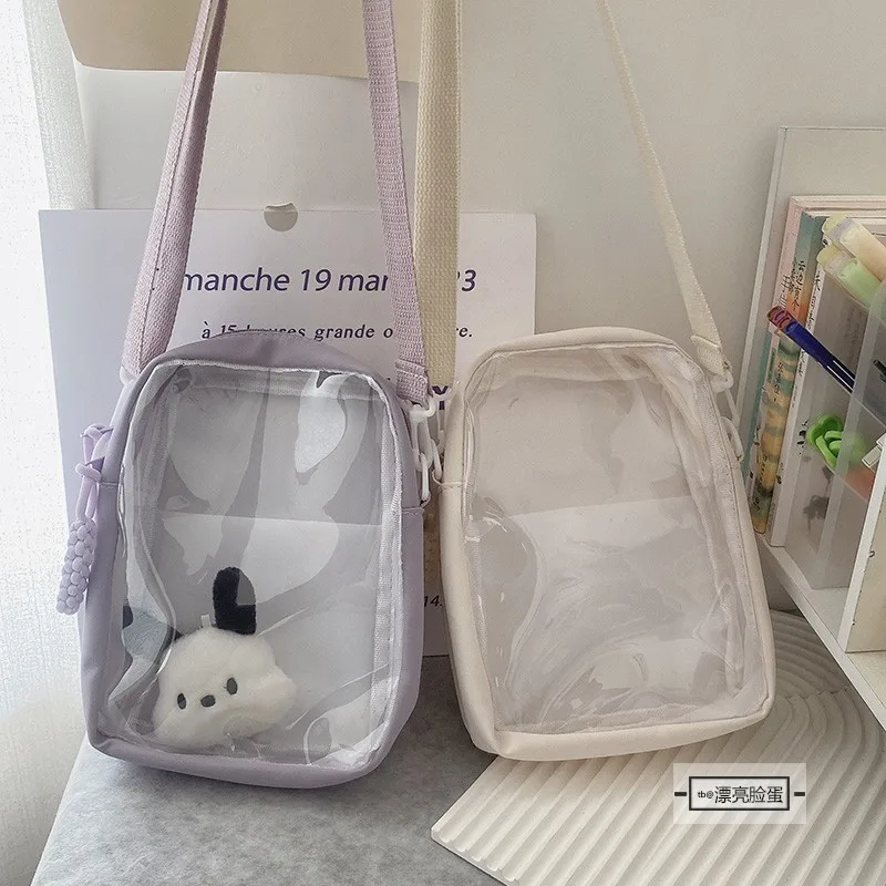 Transparent Bag Messenger Ita Bags Female Summer Ins Japanese Small Fresh Leisure Bags Cute Girl Mobile Phone Doll Bag