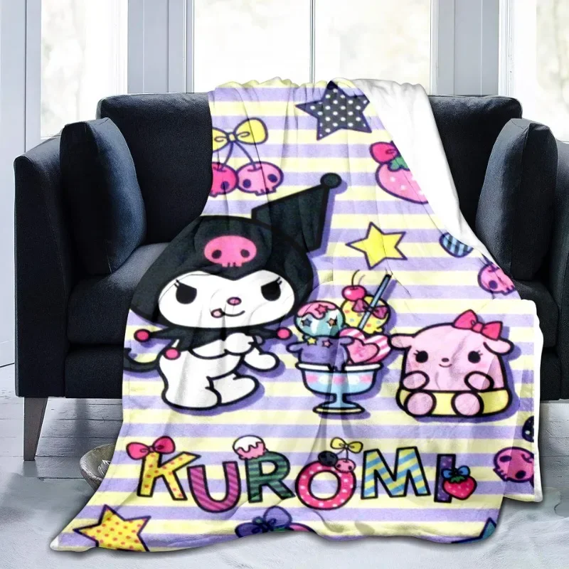 100x150cm Sanrios Cartoon Warm Flannel Air-conditioning Blanket Cover Hello Kitty Kuromi 75x100cm Anime Girls Office Soft Shawl