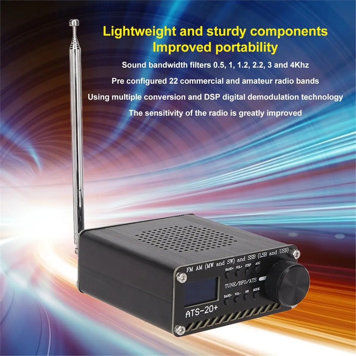 AA80 ATS 20+ Radio Receiver Easy to Read World Band Digital Receiver Professional Light Weight for Home for Outdoor Camping
