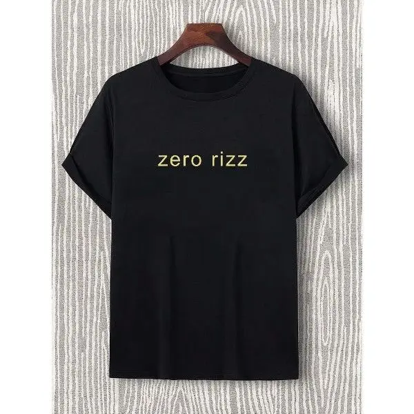 

Мужская приталенная футболка Inkfusion Zero Rizz Aphic, длина девять све и воротник Генри, молодежная модная футболка