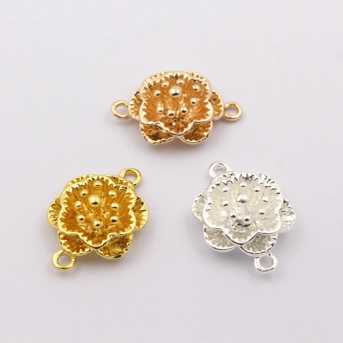 

20pcs DIY Jewelry Accessories 12x18mm Brass Casted Pistils Flower Pendant Linker Connectors Decoration Stamping Quality Findings