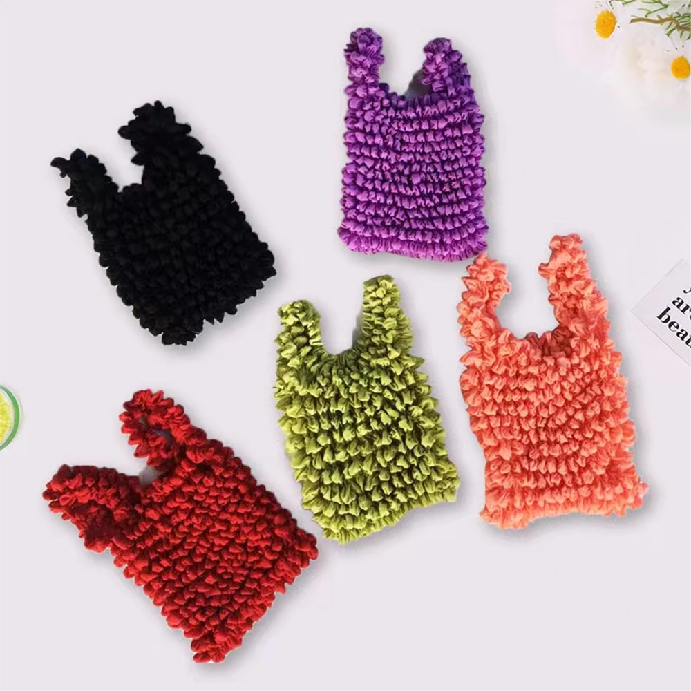 Elasticity Magic Stretch Puff Bag Put Pocket Foldable Handheld Pleated Shrink Storage Bags Eco Reusable Grocery Shopping Handbag