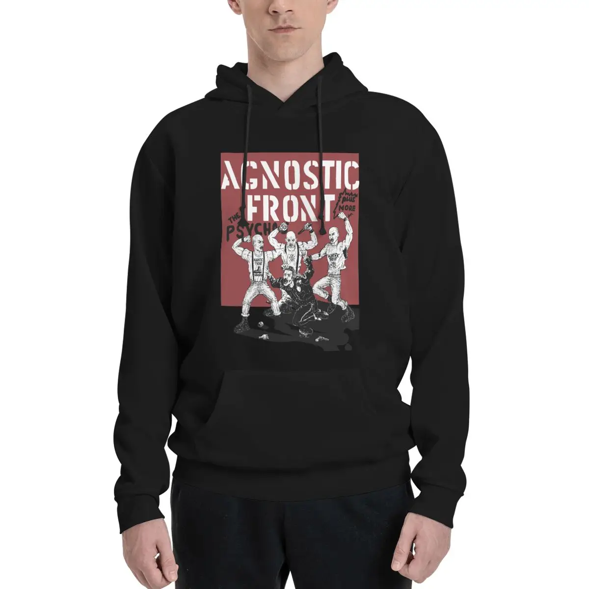 Agnostic Front Hoodie Men Women Sweatshirt Graphic Print Kanga Pocket Hoodies Casual Hoodie Pullover Long Sleeve Shirts