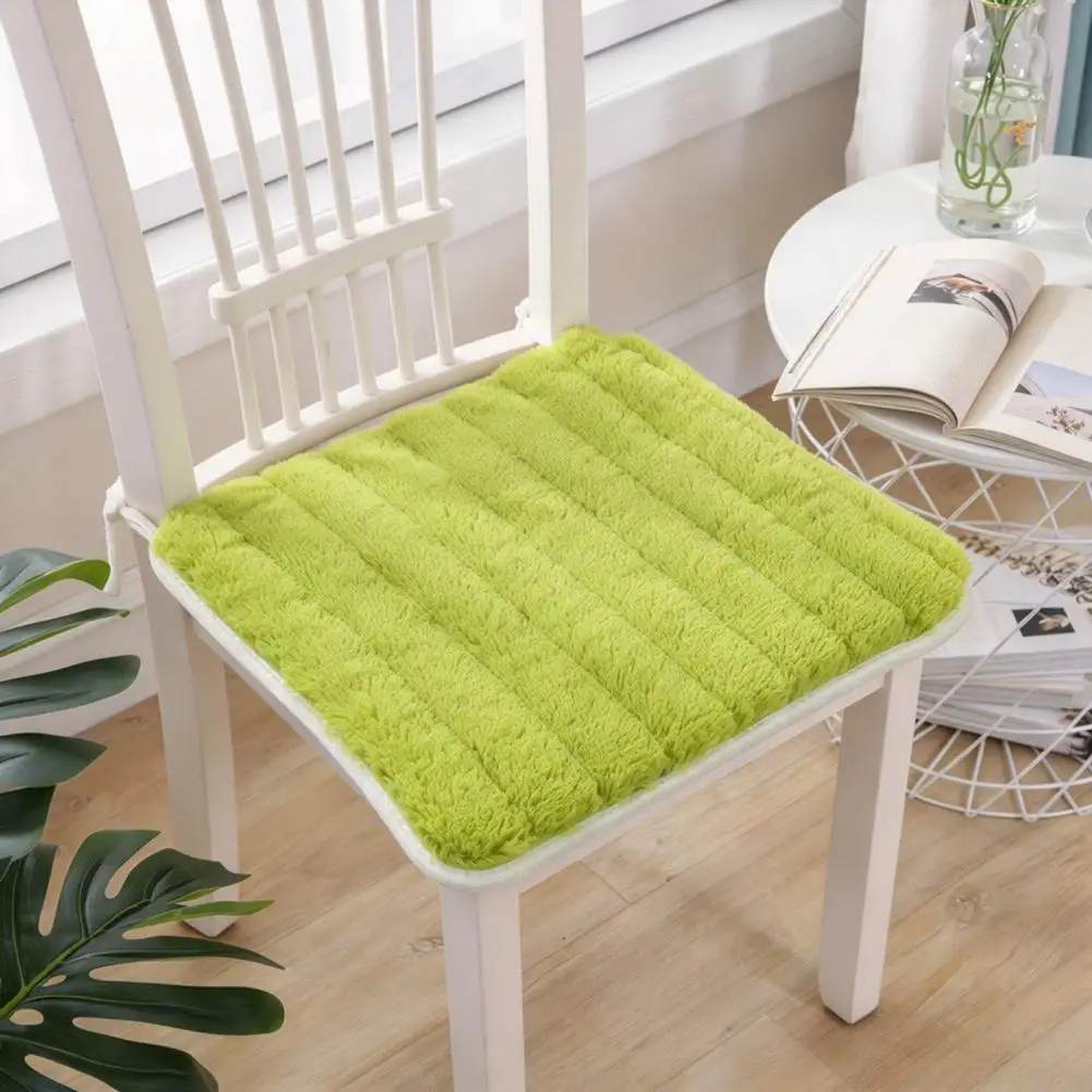 Warm Winter Seat Cushion Plush Chair Cushion with Ties Fuzzy Seat Pad with Anti-slip Bottom Warm Fluffy Winter Chair for Office