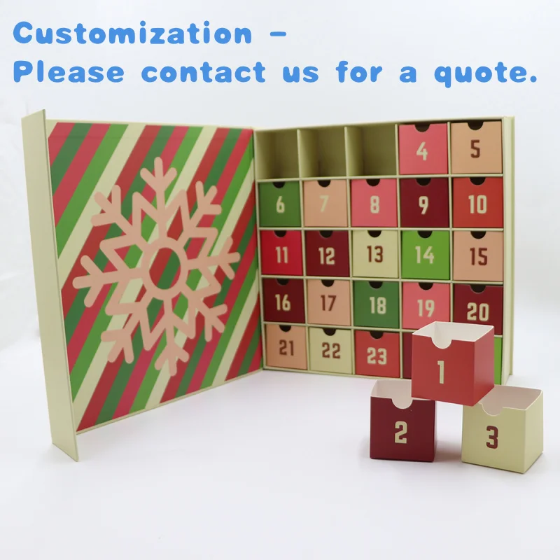 

custom.Custom Advent Calendar Luxury Mystery Box 25 Boxes Paper Packaging Embossing Printing Customized Mag