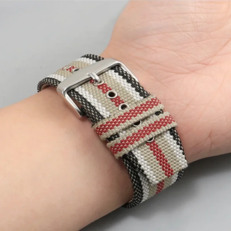 Cinturino in tela di nylon e vera pelle per Burberry Bu7600 7601 7602 Cinturino in pelle da uomo in tela Accessori Cinturino da 22 mm