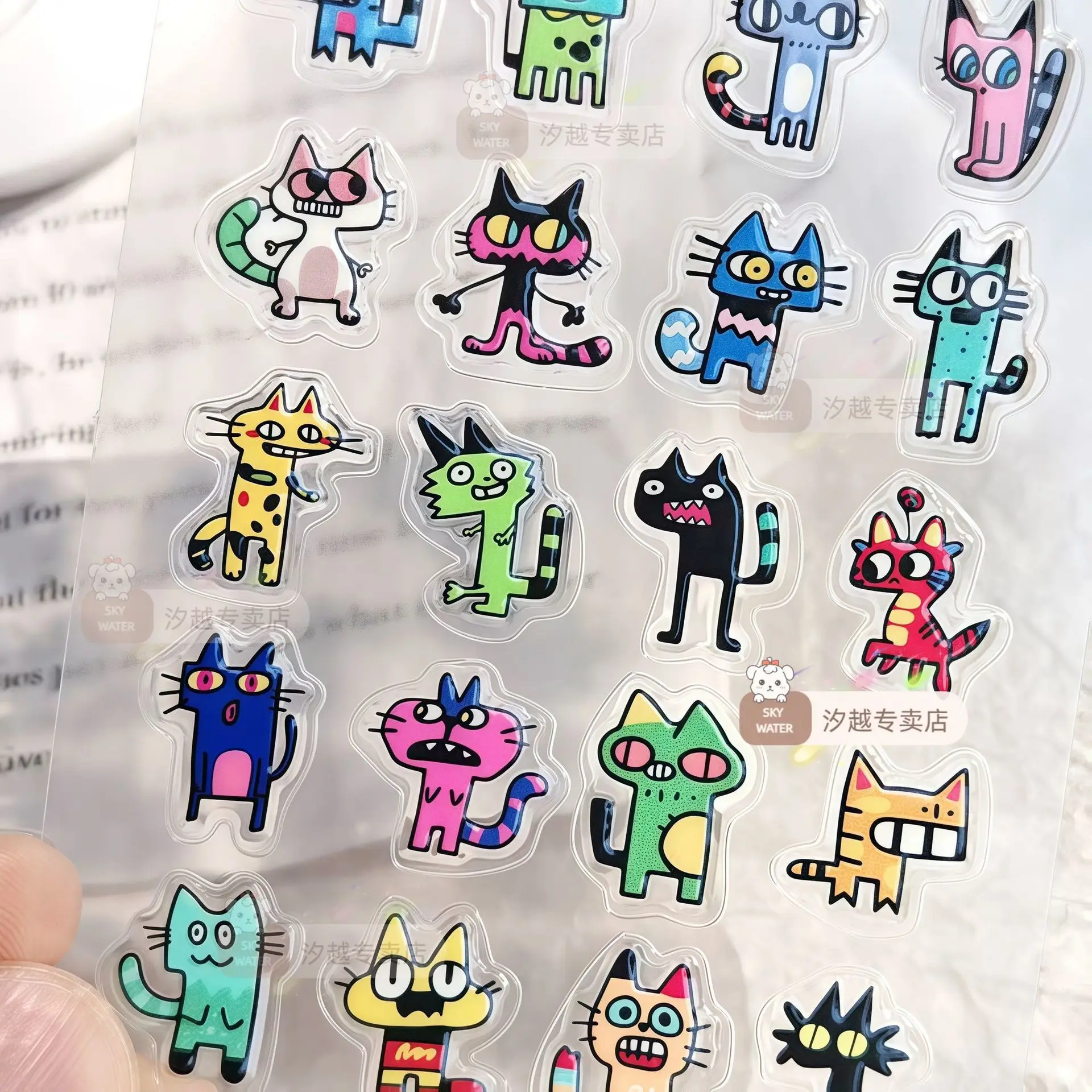 3D Jelly Stickers Funny Abstract Cat Face Expression Self Adhesive Waterproof for Water Bottle Cup Decal In Stock
