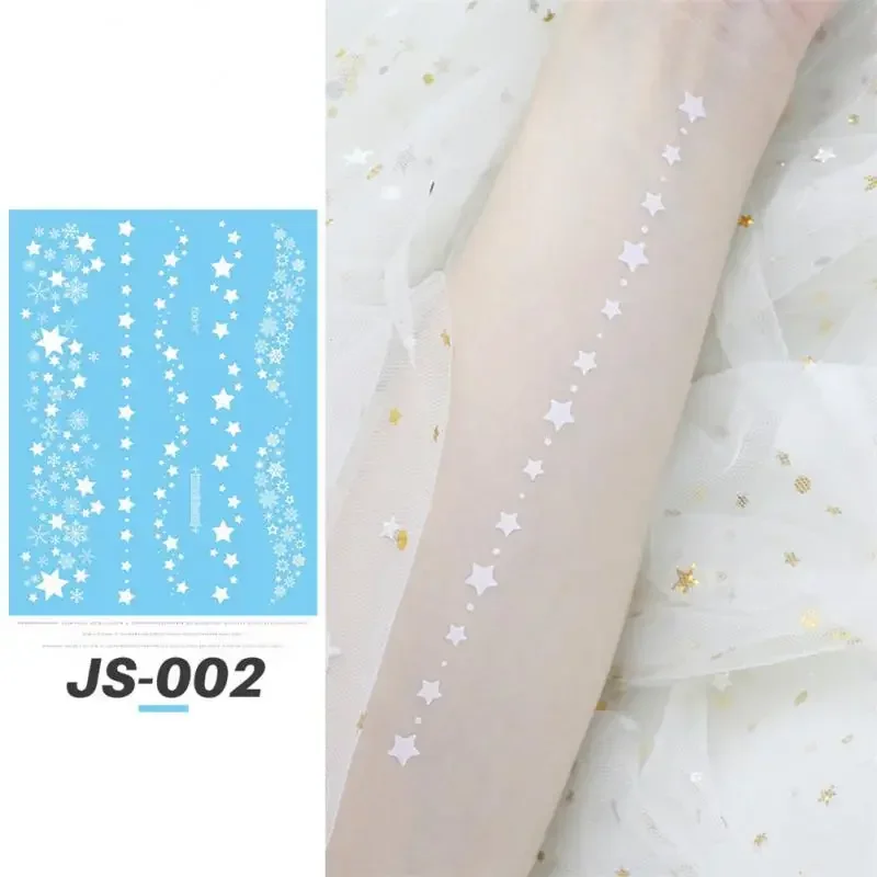 รอยสักชั่วคราวกันน้ํา Face คอ Water Transfer สีขาว Henna TATTOO ปลอม Moon Star Lace TATTOO Designs สติกเกอร์รูปลอก