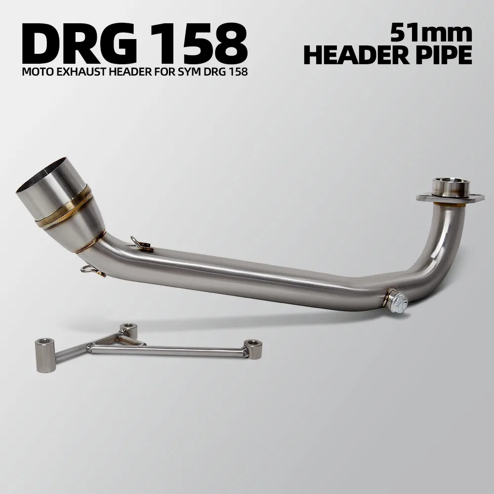 DRG Exhaust Manifold For SYM DRG BT DRG158 DRG160 Motorcycle Exhausts Pipe Kit Scooter 51MM Header Tube Kit