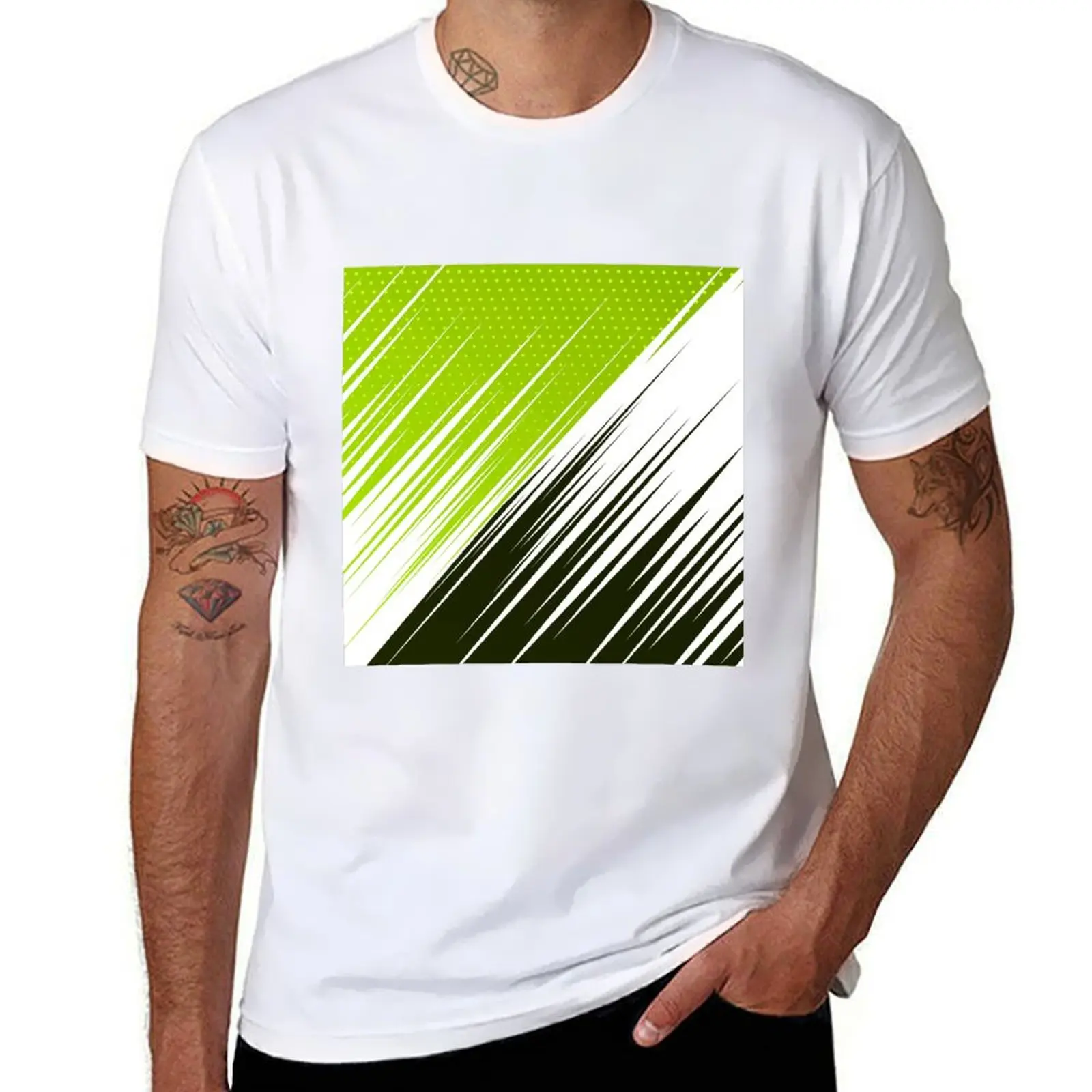 

Lime Art T-Shirt t t man Abstract White cotton shirt print shirt custom