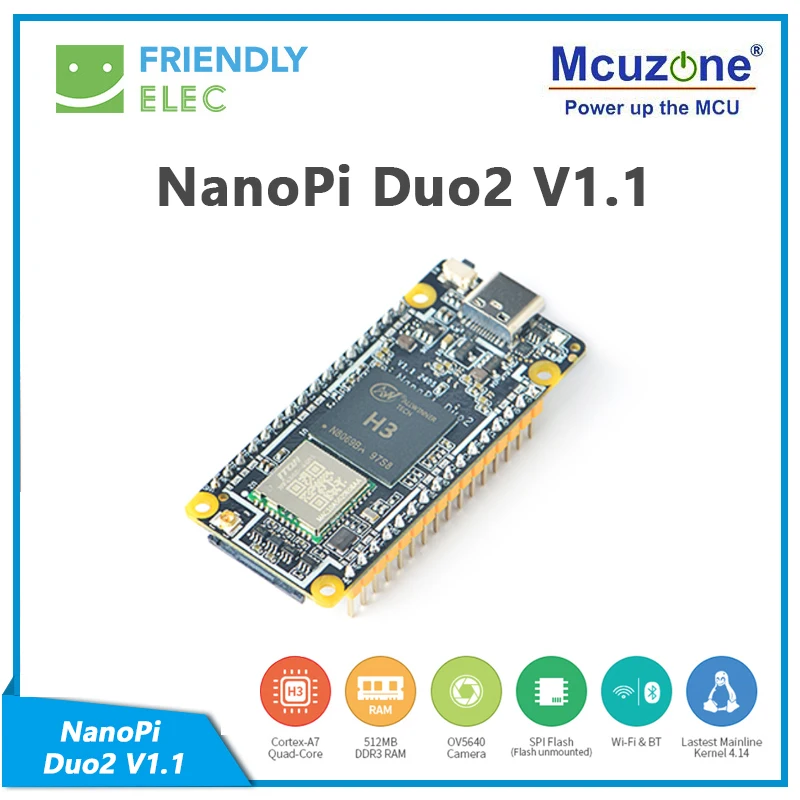 

NanoPi Duo2 V1.1，Allwinner H3,4*Cortex A7,Wi-Fi and BT