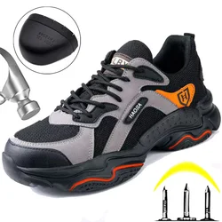 Men's Steel Toe Cap Work Safety Shoes Outdoor Anti-slip Rubber Puncture Proof Construction Safety Work Shoes Black