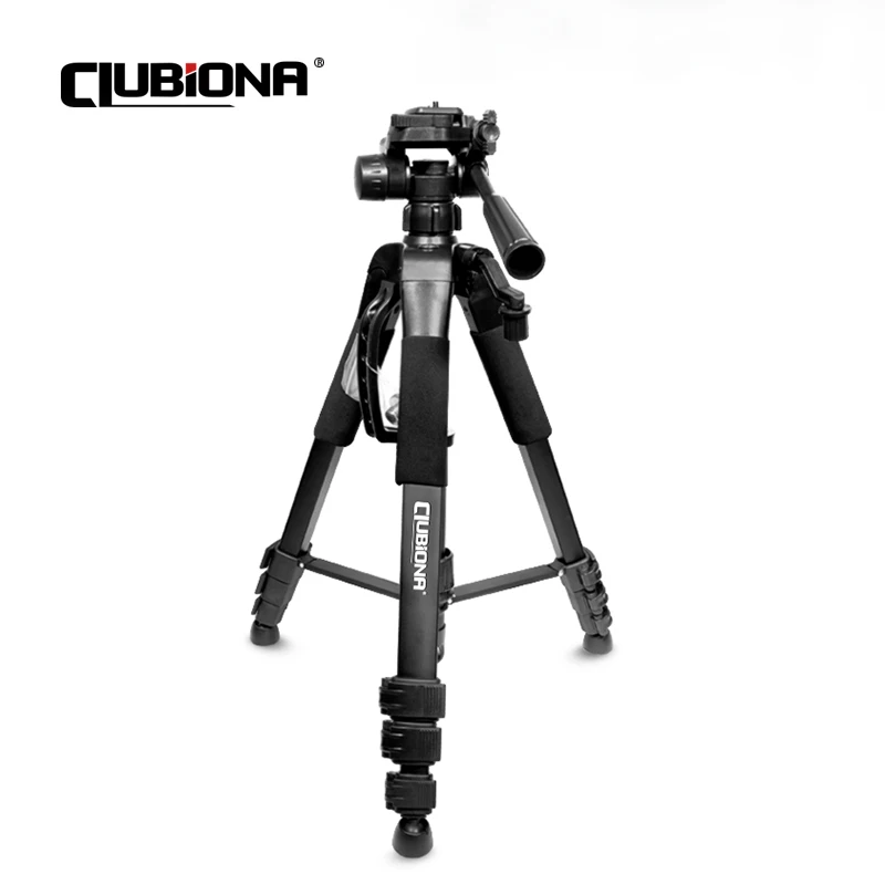 Clubiona nuovo supporto da treppiede per fotocamera portatile in alluminio da viaggio vite da 360 gradi treppiede a testa fluida con Clip di supporto
