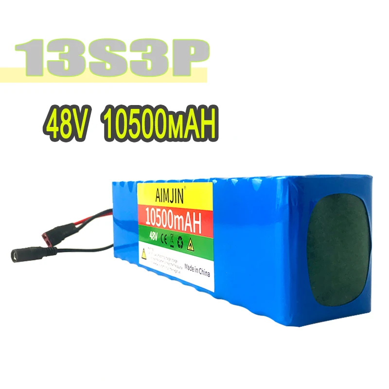 

48V 10.5Ah 18650 Lithium 13S3P Battery Pack 10500mAh 1500W High Power with BMS