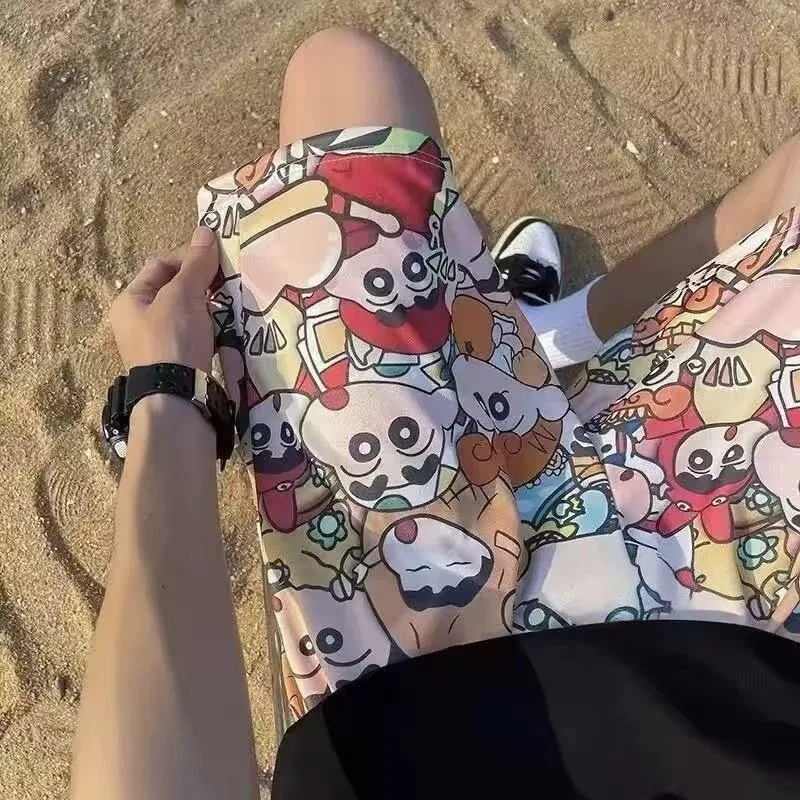 

Crayon Shin-chan Nohara Shinnosuke Cartoon Cute Kawaii Loose Five-minute Shorts Creative Anime Peripheral Hundred Beach Pants