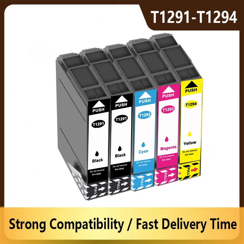 

T1291 T1292 T1293 T1294 Ink Cartridge Compatible for Epson SX235W SX420W SX435W SX438W SX525WD SX535WD WF-3520 WF-3540 printer