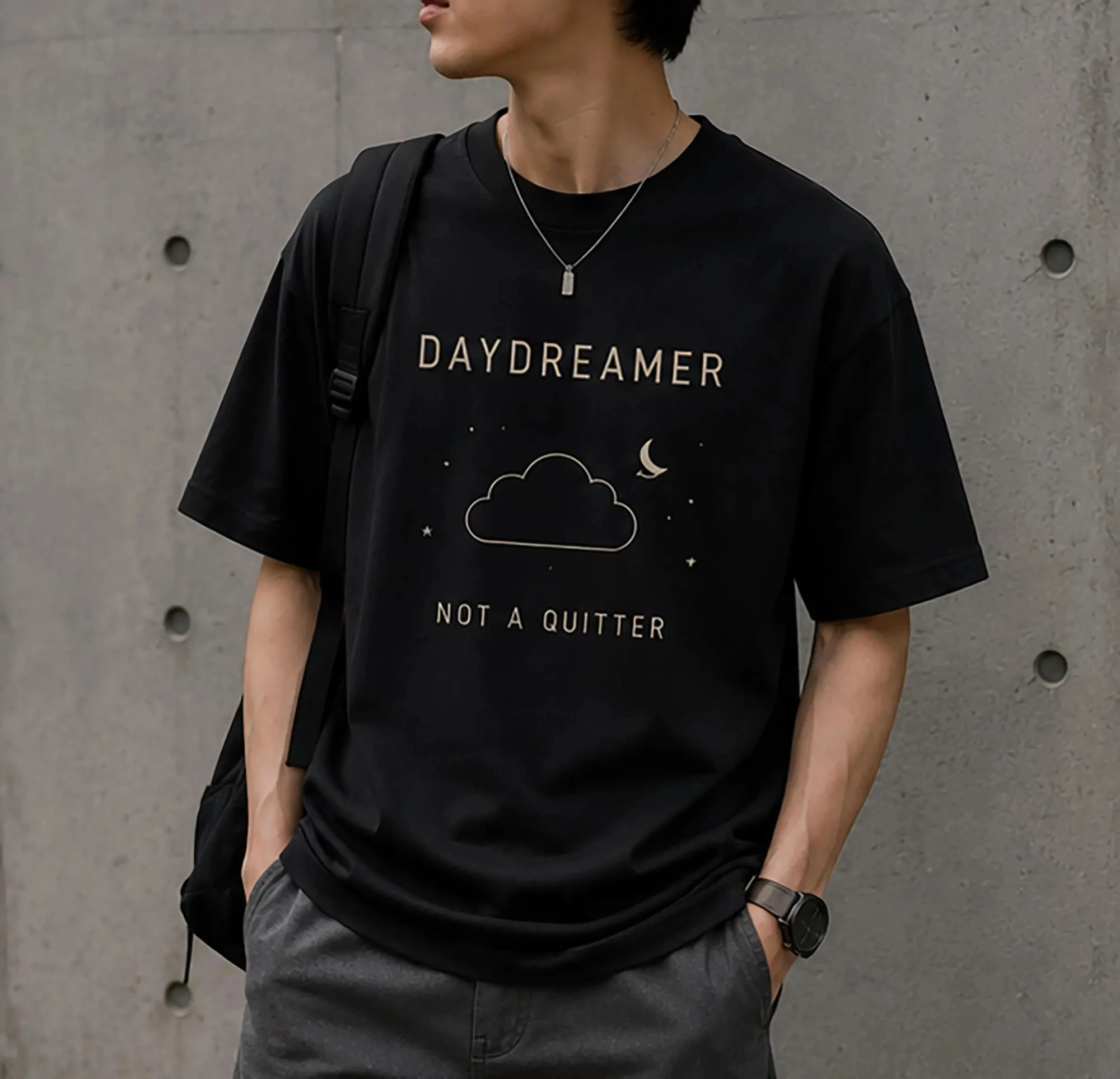 Summer Casual T-shirt - Simple and Comfortable Daydreamer Not A Quitter Graphic Tee, Minimalist Cloud Design Unisex Shirt