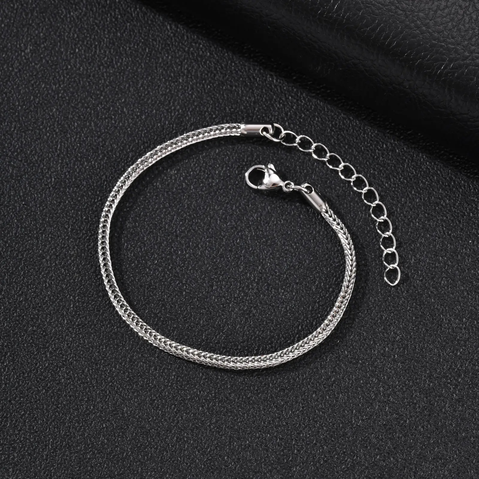Herren Dünnes Fuchsschwanz-Kettenarmband, Wasserdichtes Edelstahl Verstellbares Gliederarmband, Neuer Hip-Hop-Schmuck – Detail 4