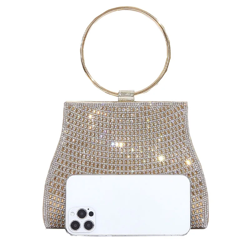 Bolso de noche con diamantes de imitación para mujer, cartera de día de cristal, monedero de boda, fiesta, banquete, bolsos de mano plateados