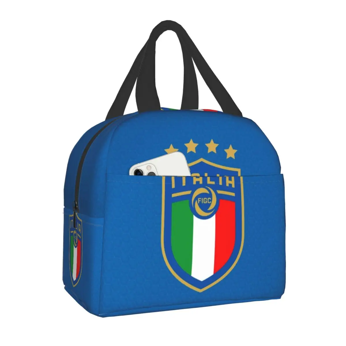 

Italia Figc Insulated Lunch Tote Bag for Women Italyan Soccer Football Portable Cooler Thermal Bento Box Kids School Children