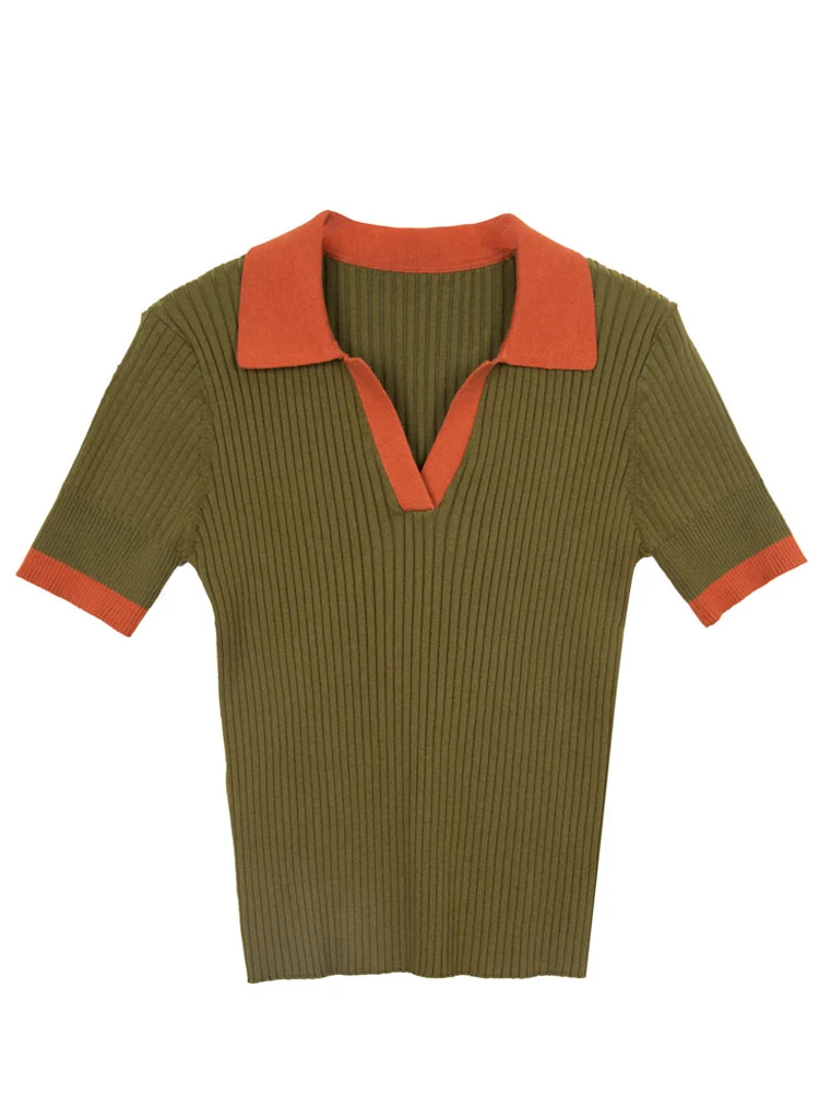 Atasan Rajut Elastis Wanita Musim Gugur Warna Blo Wol Slim Fit Kasual OL Sle