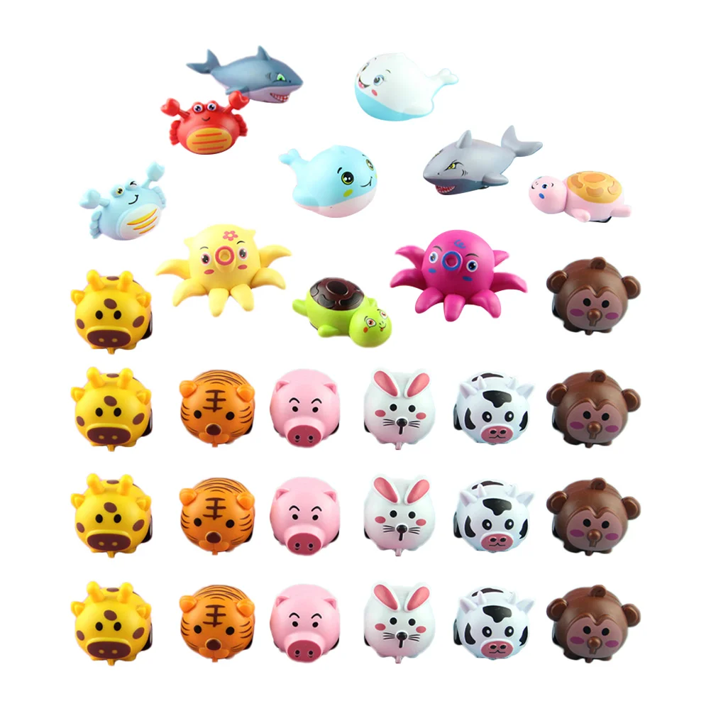 30 Pcs Pull Back Car Cart Toddler Cartoon Animals Push Toy for Toddlers Plastic Vehicle Child